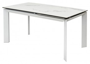 Стол CREMONA 140 HIGH GLOSS STATUARIO Белый мрамор глянцевый, керамика/ белый каркас, ®DISAUR в Качканаре - kachkanar.mebel24.online | фото 1