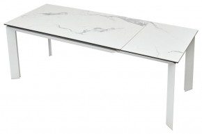 Стол CREMONA 140 HIGH GLOSS STATUARIO Белый мрамор глянцевый, керамика/ белый каркас, ®DISAUR в Качканаре - kachkanar.mebel24.online | фото 5