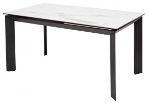 Стол CREMONA 140 HIGH GLOSS STATUARIO Белый мрамор глянцевый, керамика/ черный каркас, ®DISAUR в Качканаре - kachkanar.mebel24.online | фото 1
