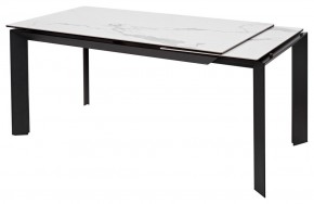Стол CREMONA 140 HIGH GLOSS STATUARIO Белый мрамор глянцевый, керамика/ черный каркас, ®DISAUR в Качканаре - kachkanar.mebel24.online | фото 3