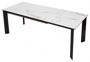 Стол CREMONA 140 HIGH GLOSS STATUARIO Белый мрамор глянцевый, керамика/ черный каркас, ®DISAUR в Качканаре - kachkanar.mebel24.online | фото 8