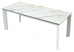 Стол CREMONA 180 KL-188 Контрастный мрамор матовый, итальянская керамика/ белый каркас, ®DISAUR в Качканаре - kachkanar.mebel24.online | фото 9