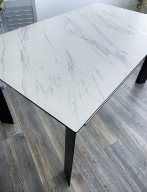 Стол CREMONA 180 KL-99 Белый мрамор матовый, итальянская керамика / черный каркас, ®DISAUR в Качканаре - kachkanar.mebel24.online | фото 2