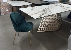 Стол ENNA 220 KL-188 Контрастный мрамор матовый, итальянская керамика/ каркас цвета шампань, ®DISAUR в Качканаре - kachkanar.mebel24.online | фото 8