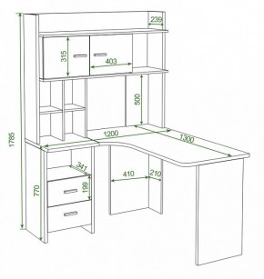 Стол компьютерный Домино Лайт СКЛ-Угл130+НКЛХ120 в Качканаре - kachkanar.mebel24.online | фото 2