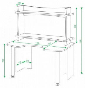 Стол компьютерный Домино lite СКЛ-Игр140 в Качканаре - kachkanar.mebel24.online | фото 2