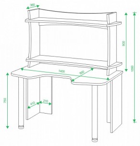 Стол компьютерный Домино Lite СКЛ-Игр140+НКИЛ140ВЛ в Качканаре - kachkanar.mebel24.online | фото 2