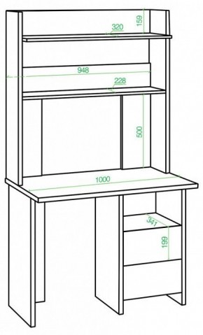 Стол компьютерный Домино Lite СКЛ-Прям100Р+НКЛХ-100 в Качканаре - kachkanar.mebel24.online | фото 2