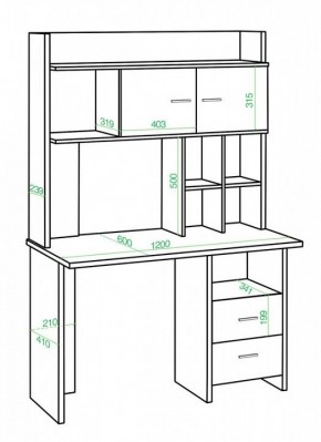 Стол компьютерный Домино Lite СКЛ-Прям120+НКЛХ-120 в Качканаре - kachkanar.mebel24.online | фото 2