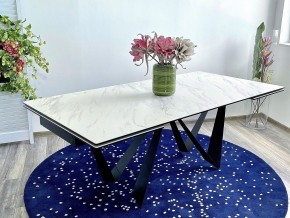 Стол RIETI 200 KL-99 Белый мрамор матовый, итальянская керамика / черный каркас, ®DISAUR в Качканаре - kachkanar.mebel24.online | фото 2