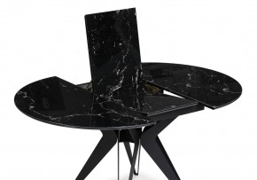 Стол стеклянный Рикла 110(150)х110х76 черный мрамор / черный в Качканаре - kachkanar.mebel24.online | фото 4