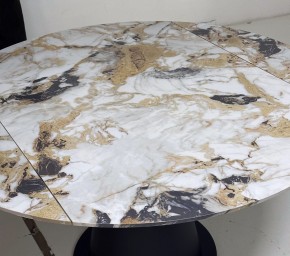 Стол TERAMO 135 GLOSS GRAND JADE SOLID CERAMIC, керамика, поворотн.механизм / Черный каркас, ®DISAUR в Качканаре - kachkanar.mebel24.online | фото 4