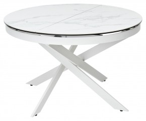 Стол TRENTO 120 HIGH GLOSS STATUARIO Белый мрамор глянцевый, керамика/ белый каркас, ®DISAUR в Качканаре - kachkanar.mebel24.online | фото 1