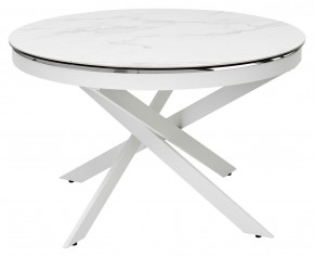 Стол TRENTO 120 HIGH GLOSS STATUARIO Белый мрамор глянцевый, керамика/ белый каркас, ®DISAUR в Качканаре - kachkanar.mebel24.online | фото 2