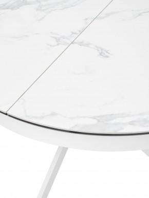 Стол TRENTO 120 HIGH GLOSS STATUARIO Белый мрамор глянцевый, керамика/ белый каркас, ®DISAUR в Качканаре - kachkanar.mebel24.online | фото 4