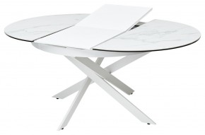 Стол TRENTO 120 HIGH GLOSS STATUARIO Белый мрамор глянцевый, керамика/ белый каркас, ®DISAUR в Качканаре - kachkanar.mebel24.online | фото 5