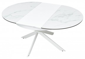 Стол TRENTO 120 HIGH GLOSS STATUARIO Белый мрамор глянцевый, керамика/ белый каркас, ®DISAUR в Качканаре - kachkanar.mebel24.online | фото 8