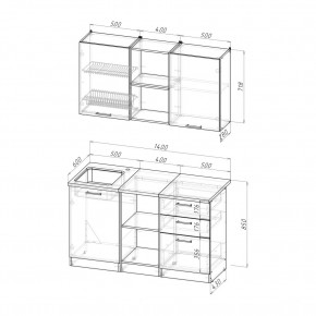 ТОМИЛЛА Кухонный гарнитур Медиум 4 (1400 мм ) в Качканаре - kachkanar.mebel24.online | фото 2