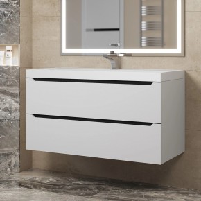 Тумба под раковину Uperwood Tanos 100 см, подвесная, белая/графит в Качканаре - kachkanar.mebel24.online | фото