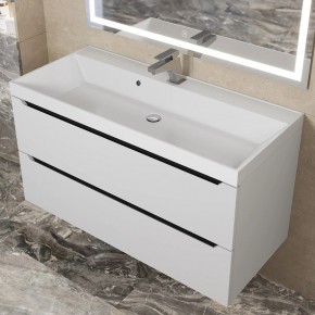 Тумба под раковину Uperwood Tanos 100 см, подвесная, белая/графит в Качканаре - kachkanar.mebel24.online | фото 10