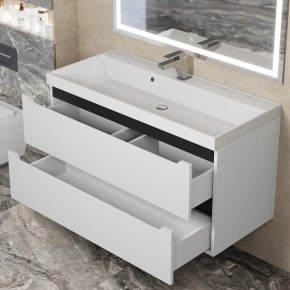 Тумба под раковину Uperwood Tanos 100 см, подвесная, белая/графит в Качканаре - kachkanar.mebel24.online | фото 9