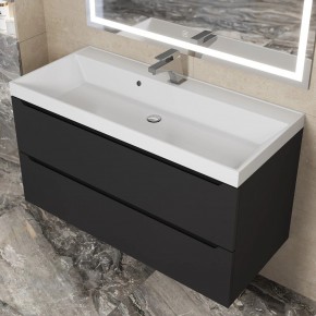 Тумба под раковину Uperwood Tanos 100 см, подвесная, черная матовая в Качканаре - kachkanar.mebel24.online | фото
