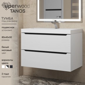 Тумба под раковину Uperwood Tanos 80 см, подвесная, белая/графит в Качканаре - kachkanar.mebel24.online | фото 3