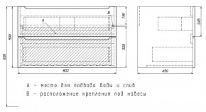 Тумба под раковину Uperwood Tanos 80 см, подвесная, белая/графит в Качканаре - kachkanar.mebel24.online | фото 7