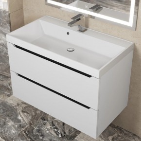 Тумба под раковину Uperwood Tanos 80 см, подвесная, белая/графит в Качканаре - kachkanar.mebel24.online | фото 8
