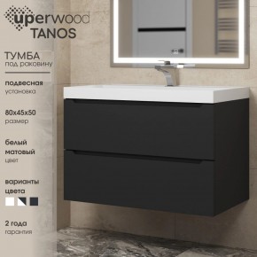 Тумба под раковину Uperwood Tanos 80 см, подвесная, черная матовая в Качканаре - kachkanar.mebel24.online | фото 3