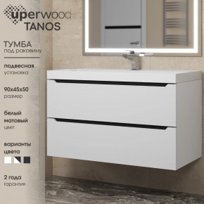 Тумба под раковину Uperwood Tanos 90 см, подвесная, белая/графит в Качканаре - kachkanar.mebel24.online | фото 3