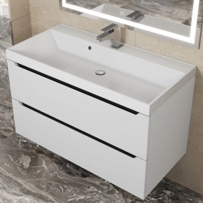 Тумба под раковину Uperwood Tanos 90 см, подвесная, белая/графит в Качканаре - kachkanar.mebel24.online | фото 9